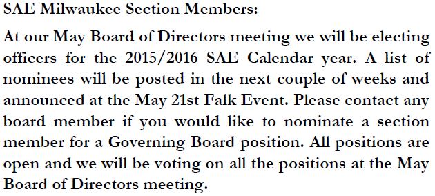 SAE Officer Election for 2015/2016